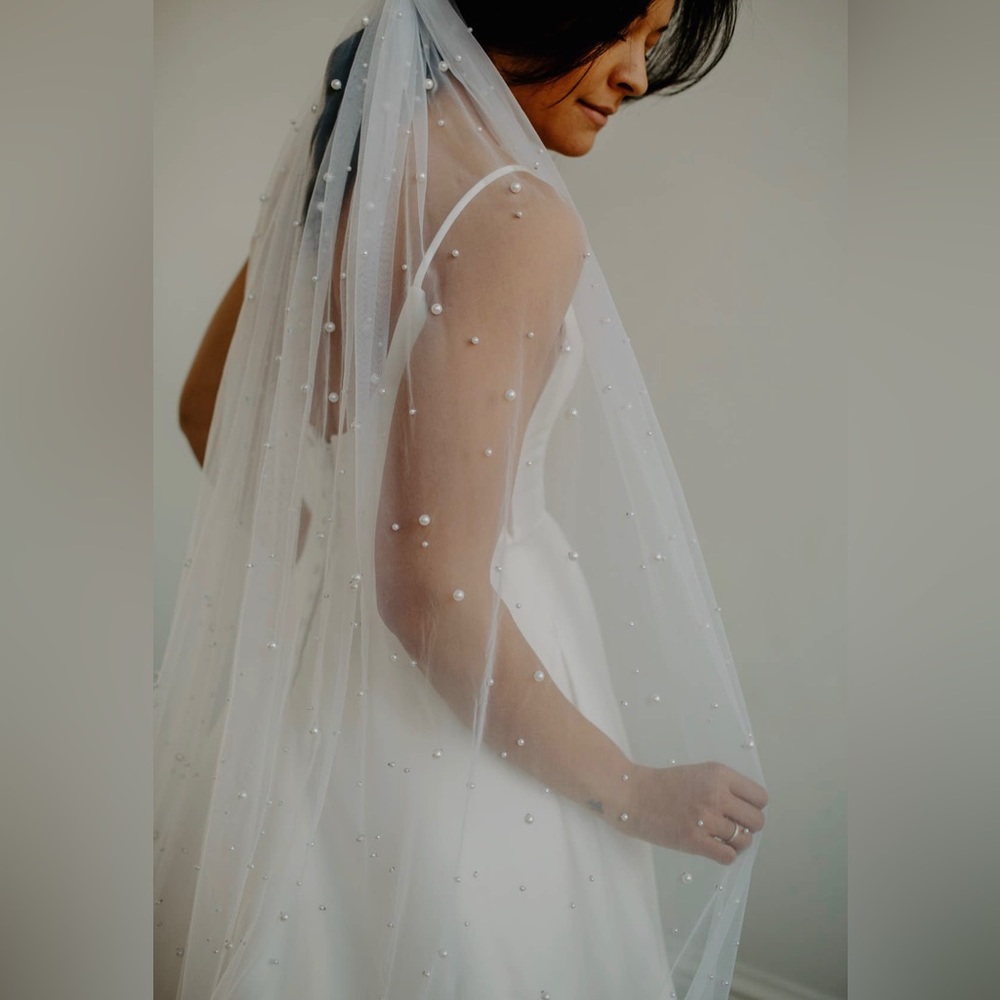 Beaded Pearl Veil- Chapel Length Veil